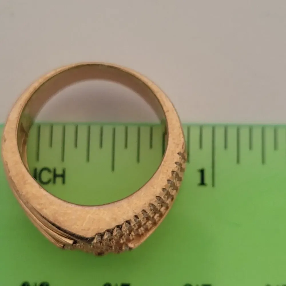 FOLLI FOLLIE 925 STERLING SILVER ROSE GOLD-TONE Statment‎ Ring Zirconia Size 7
